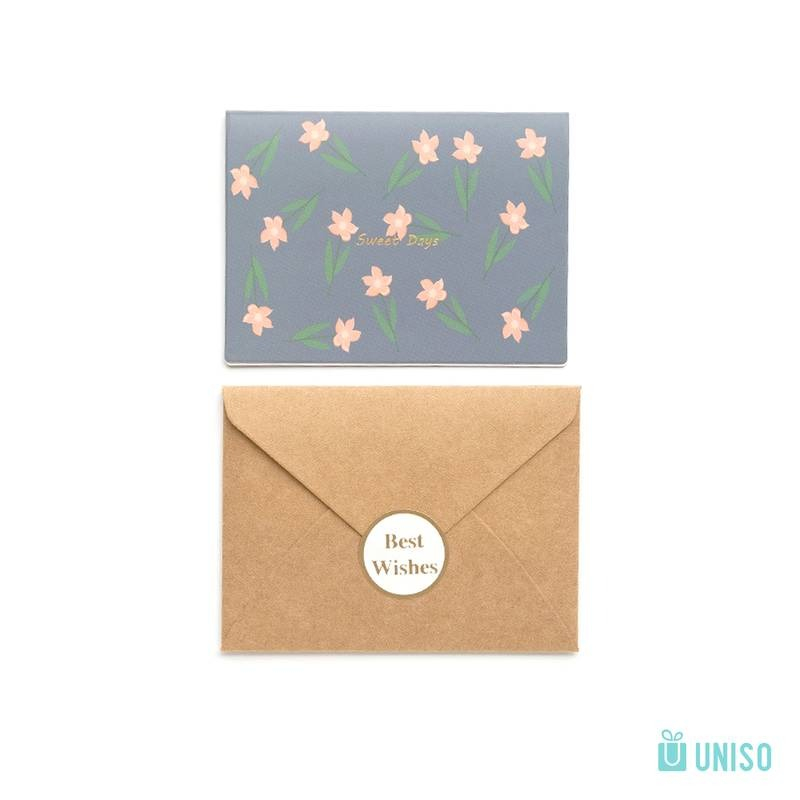 CARTAO FLOR COM ENVELOPE E ADESIVO