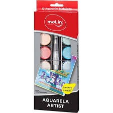 AQUARELA METALICA ARTIST ESTOJO C/12 CORES + PINCEL