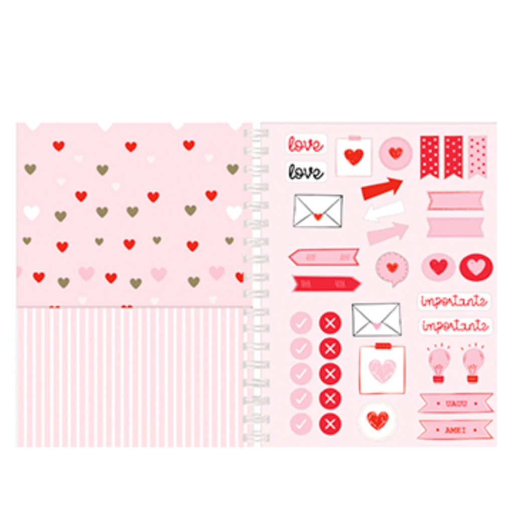 CADERNO COLLEGE PINK HEART CAPA DURA 80FLS (170X235MM) MOLIN