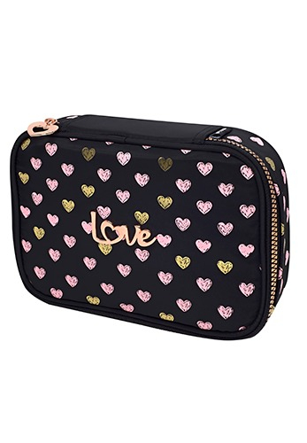 ESTOJO LOVE BLACK HEART RETANGULAR (23X15X5CM)