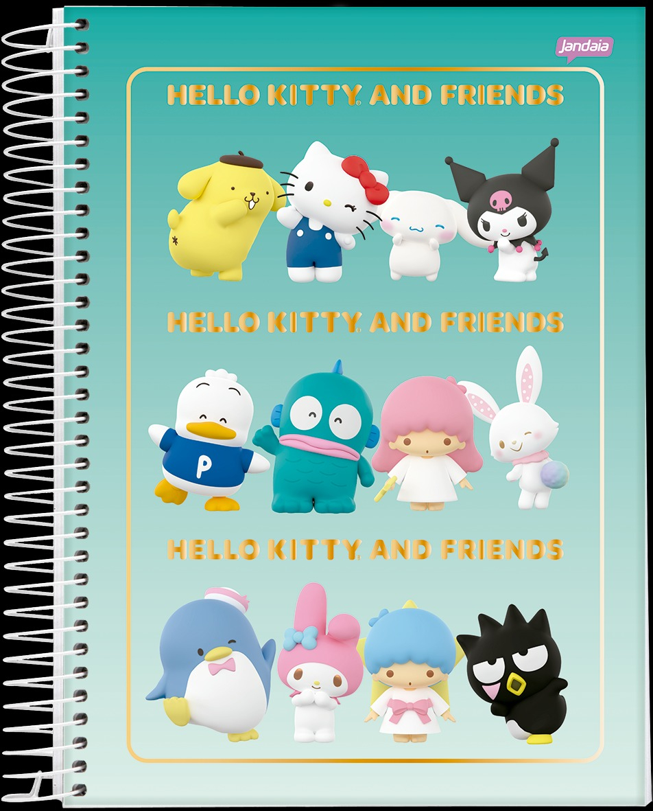 CADERNO ESPIRAL 1X1 80FLS HELLO KITTY E AMIGOS BUBBLE