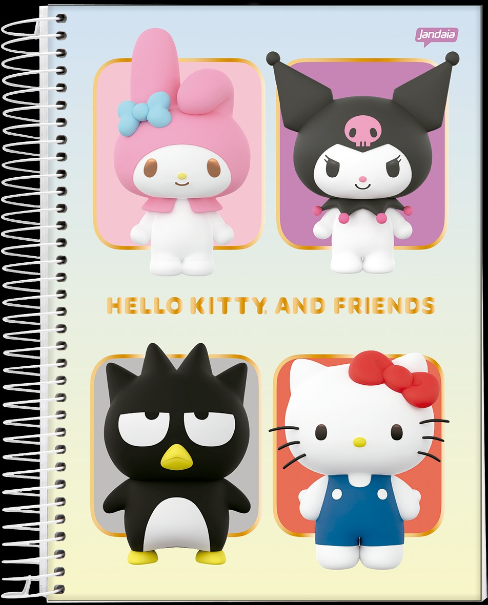 CADERNO ESPIRAL 1X1 80FLS HELLO KITTY E AMIGOS BUBBLE