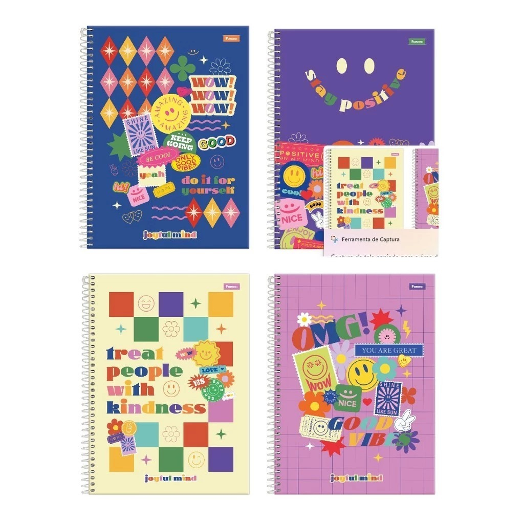 CADERNO ESPIRAL 1/4 80F JOYFUL MIND