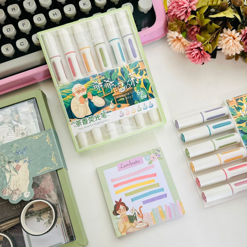 Kit com 6 Marca Texto Aromas de Chá