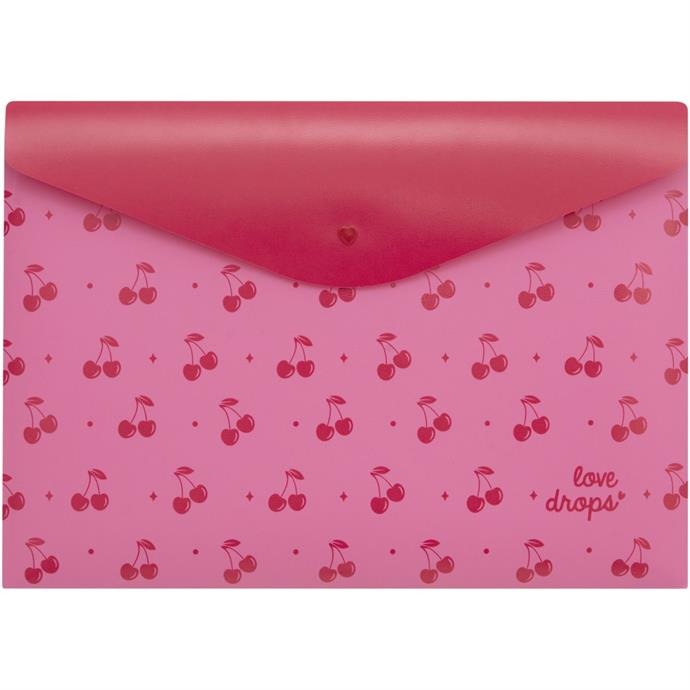 PASTA ENVELOPE A4 CEREJA COM BOTAO