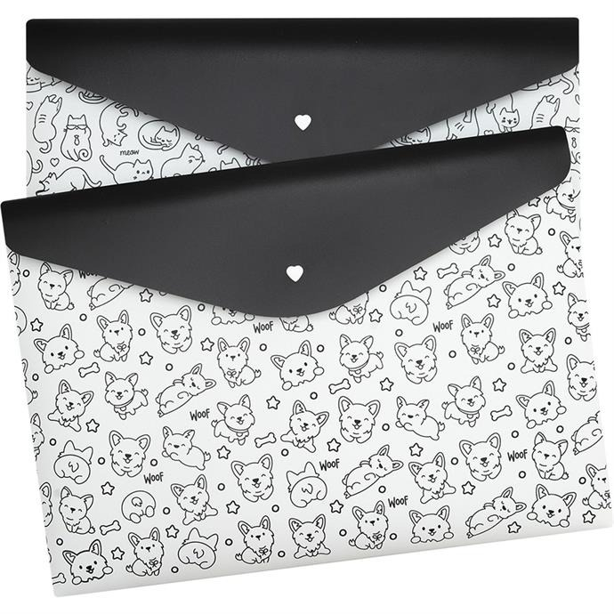 PASTA ENVELOPE A4 BOTÃO - DOGS E CATS