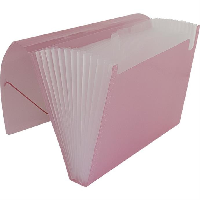 PASTA SANFONADA PLASTICA A4 12 DIVISOES ROSA - POLIBRAS