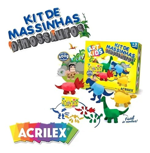KIT MASSINHA DINOSSAUROS 600G