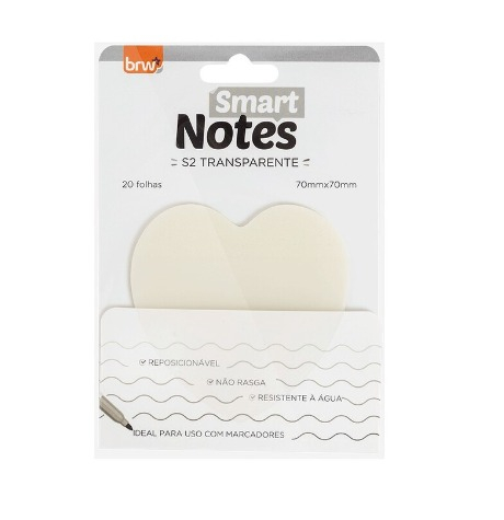 BLOCO SMART NOTES 70X70MM - TRANSPARENTE CORAÇÃO - 20FLS