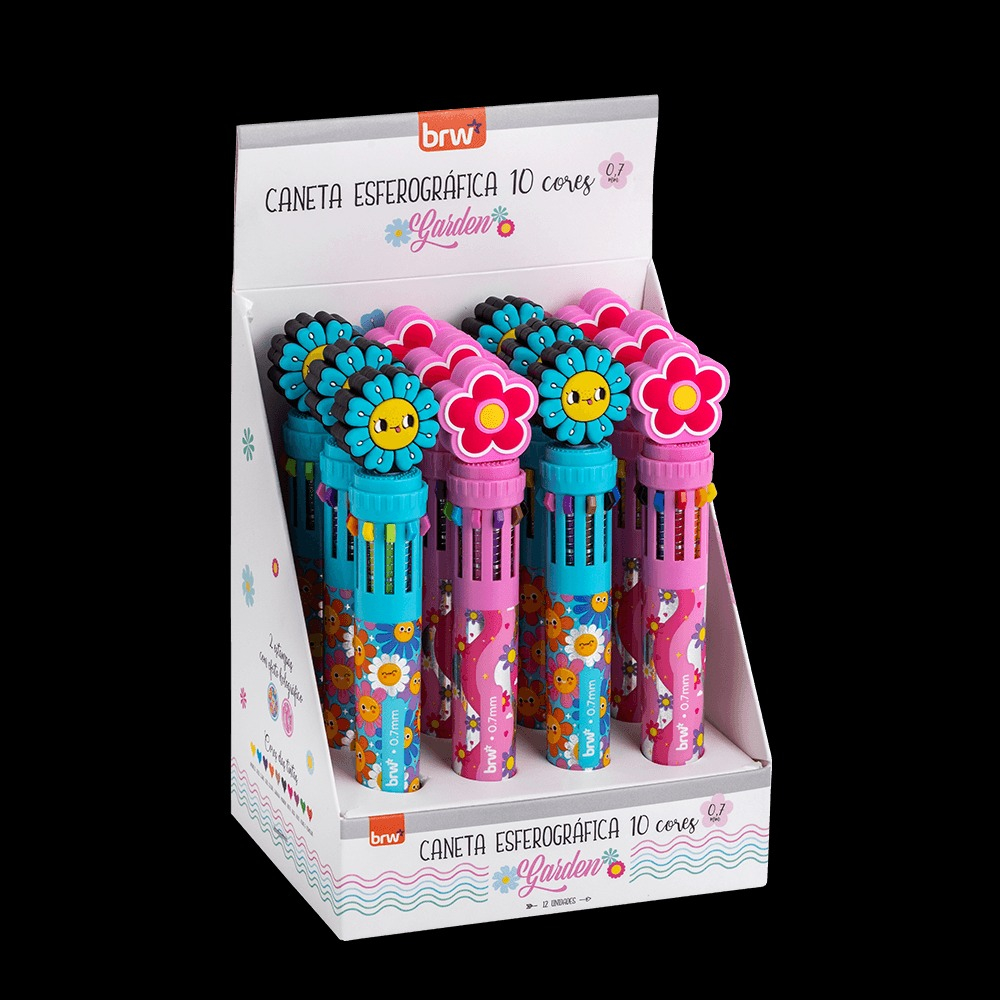 CANETA ESFEROGRÁFICA DIVERT 0.7MM GARDEN 10 CORES